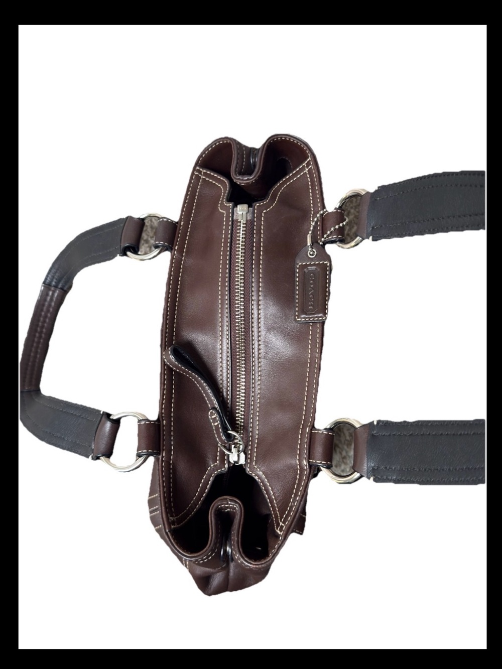 Vintage Coach Soho Brown Leather Double Buckle Pocket Shoulder Bag Y2K - Picture 7 of 12